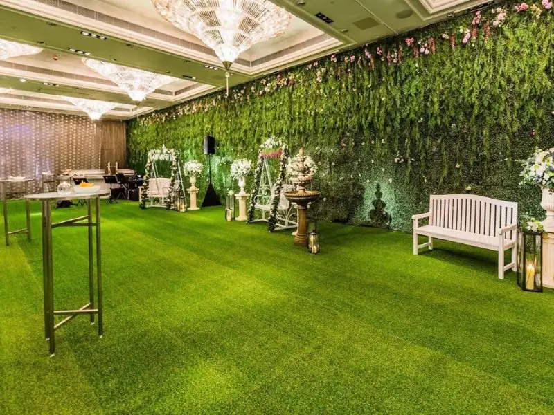 Exhibition artificial grass carpet in banquet hall