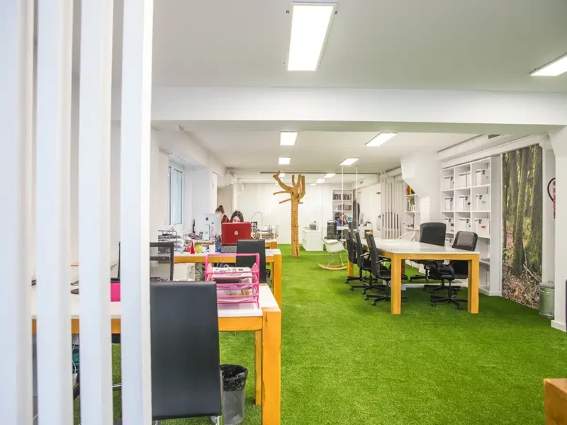 Exhibition artificial grass in modern open office