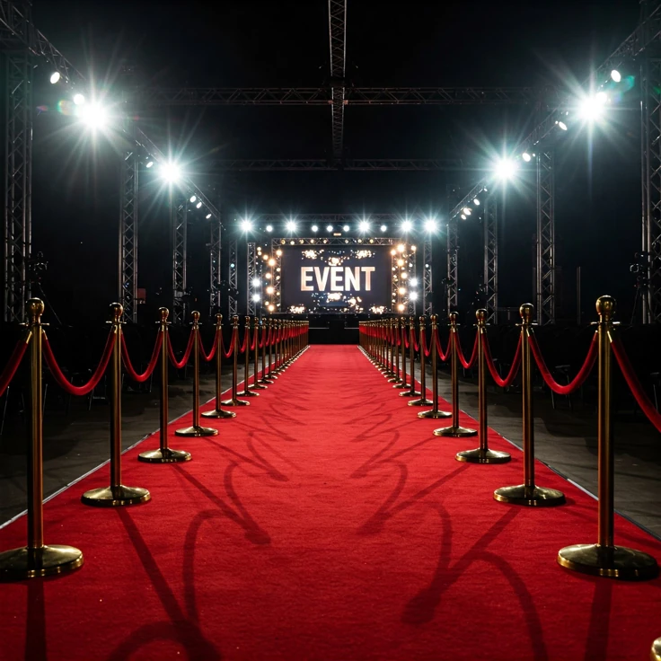 Red carpet event entrance with velvet stanchions