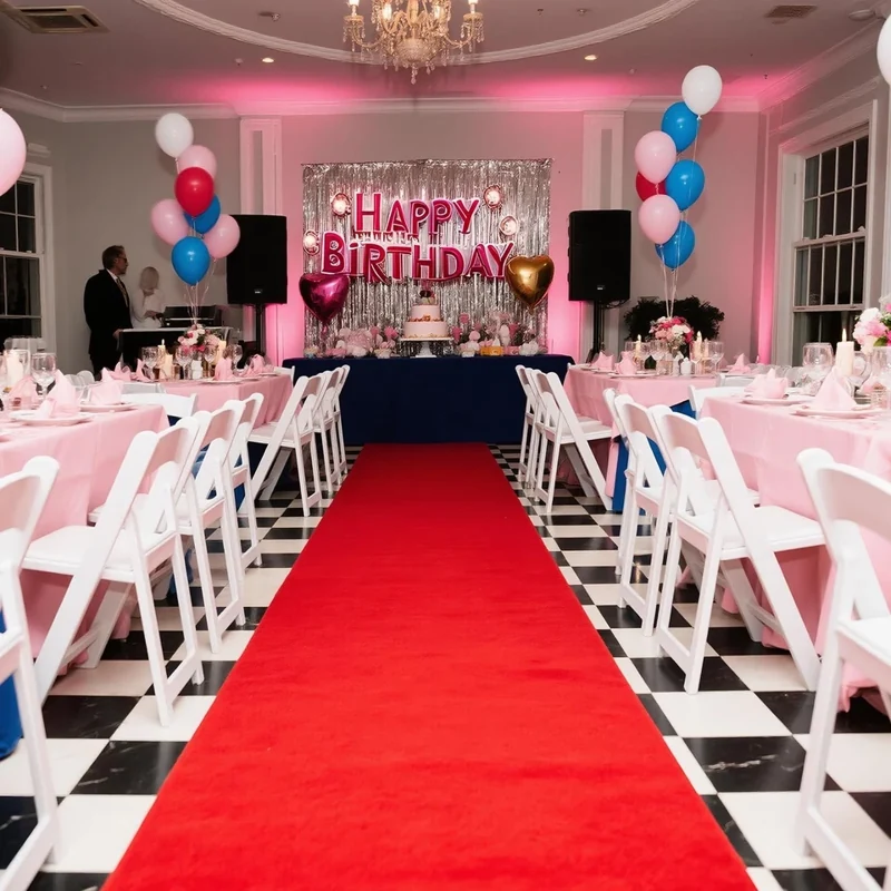 Red carpet runner for birthday event