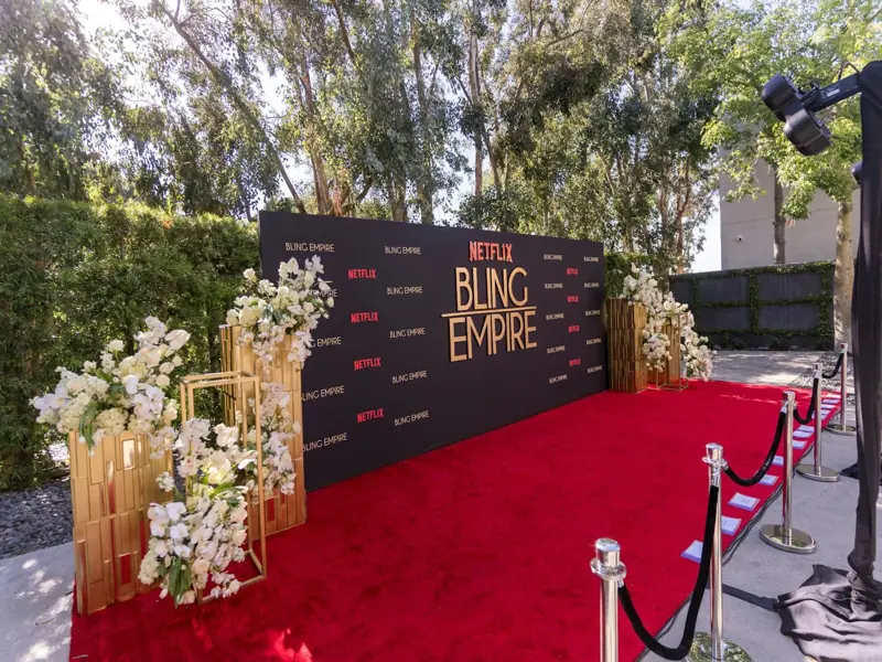 Red event carpet for media premiere