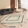 Simple Abstract Contemporary Round carpet in Dubai