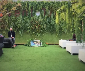 Exhibition artificial grass at trade booth