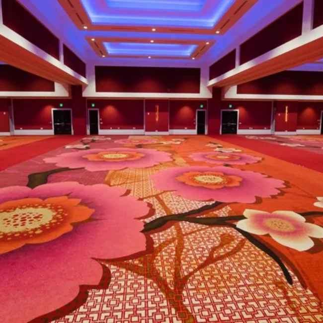 Large floral conference carpet in hall