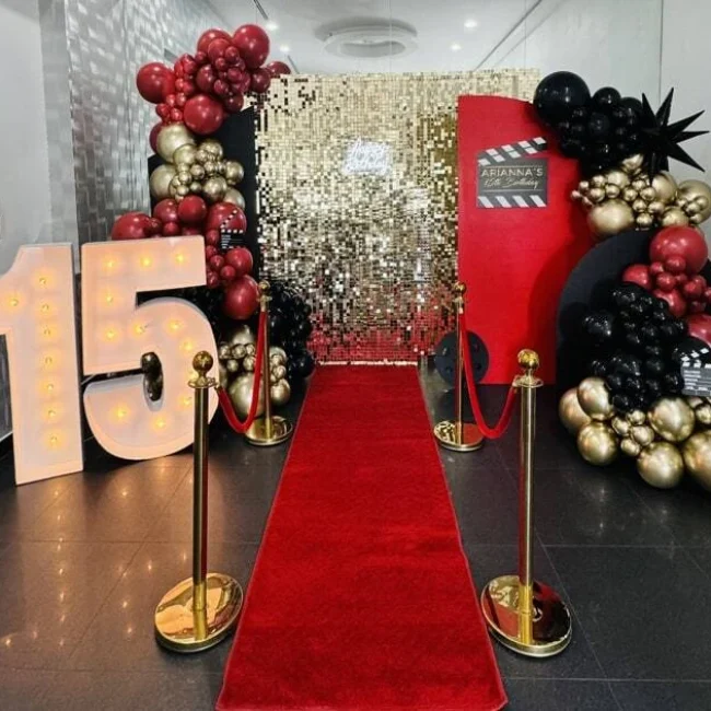 Luxury red carpet for birthday party
