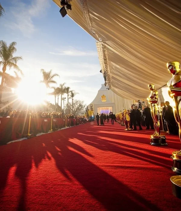 Red-carpet-lined-with-gold-statues